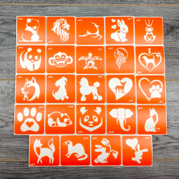 Набор трафаретов для био-тату «A - животные» a-simple_24_1(a-simple_24_1)