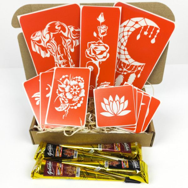 Набір хни з трафаретами для біо-тату №5 henna-set-05 (henna-set-05)