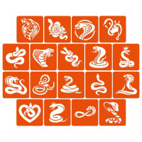 Набор трафаретов для биотату "Змеи" snakes_5x5_18_1, 5х5 см 18 простых трафаретов(snakes_5x5_18_1)