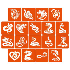 Набор трафаретов для биотату "Змеи" snakes_5x5_18_1, 5х5 см 18 простых трафаретов(snakes_5x5_18_1)