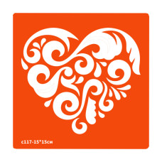 Трафарет для био-тату Сердечко c117-15*15см, размер 15х15см(c117-15*15см)