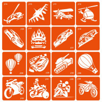 Набор трафаретов для био-тату "Transport" transport-16(transport-16)