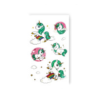 Набір тимчасових татуювань "Зелений єдиноріг" EC-650, 5 картинок (EC-650)