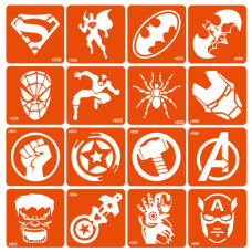 Набор трафаретов для био-тату "Superheroes" superheroes-16(superheroes-16)