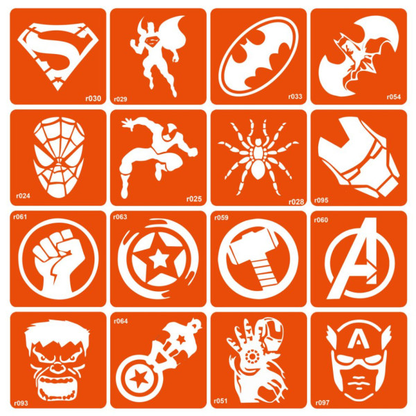 Набор трафаретов для био-тату "Superheroes" superheroes-16(superheroes-16)
