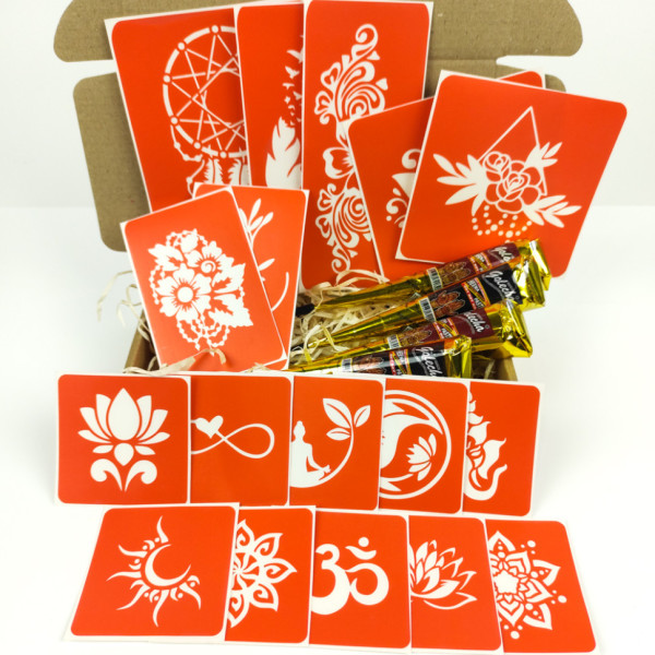 Набір хни з трафаретами для біо-тату №6 henna-set-06 (henna-set-06)