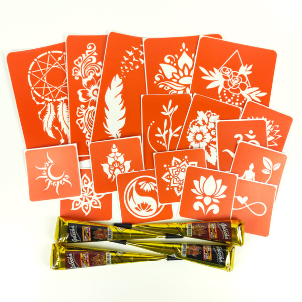 Набір хни з трафаретами для біо-тату №6 henna-set-06 (henna-set-06)