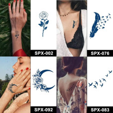 Набор из 4 долговременных тату «Птицы и цветы» SPX-set-02, 5 х 5 см(SPX-set-02)