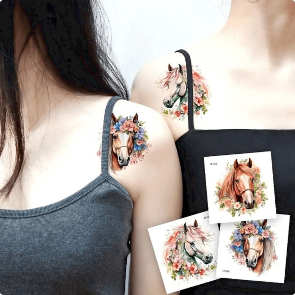 Набор временных татуировок "Лошади" Horses-20-01 размер 6х6 см(Horses-20-01)