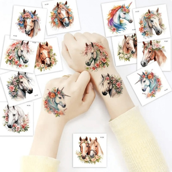 Набор временных татуировок "Лошади" Horses-20-01 размер 6х6 см(Horses-20-01)