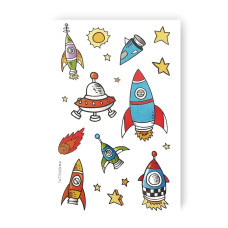 Набір тимчасових татуювань "Ракети" WS-A182 різнокольорові (WS-A182)
