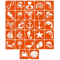 Набор трафаретов для био-тату «S - море» s_simple_5x5_27_1(s_simple_5x5_27_1)