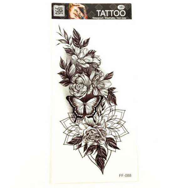 Временная тату «Цветы» FF-088 размер 19 х 9 см(FF-088)