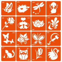 Набір трафаретів для біо-тату "Мікс для дівчаток №2" mix_for_girls_simple_2-16 (mix_for_girls_simple_2-16)