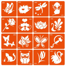 Набір трафаретів для біо-тату "Мікс для дівчаток №2" mix_for_girls_simple_2-16 (mix_for_girls_simple_2-16)