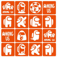 Набір трафаретів для біо-тату "Among us" among_us_simple-16 (among_us_simple-16)