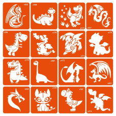 Набір трафаретів для біо-тату "Dinosaurs" dinosaurs-16 (dinosaurs-16)