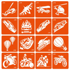 Набір трафаретів для біо-тату "Transport" transport-16 (transport-16)