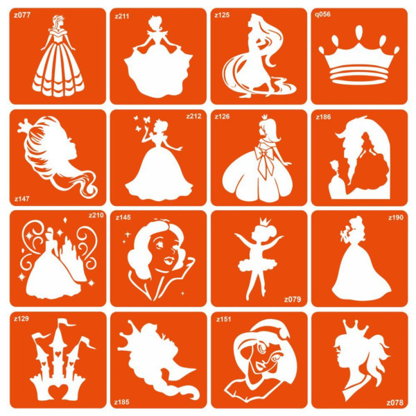 Набір трафаретів для біо-тату "Princess" princess-16 (princess-16)