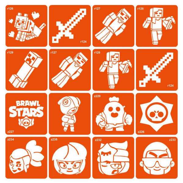Набір трафаретів для біо-тату "Minecraft_Brawl-Stars" Minecraft_Brawl-Stars_16 (Minecraft_Brawl-Stars_16)