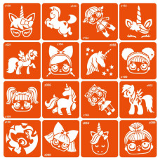 Набір трафаретів для біо-тату "Unicorns + LOL" unicorns-lol-16 (unicorns-lol-16)