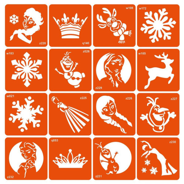 Набір трафаретів для біо-тату "Холодне серце" kholodne-sertse-16 (kholodne-sertse-16)