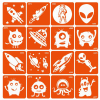 Набір трафаретів для біо-тату "Monsters and rockets" monsters-and-rockets-16 (monsters-and-rockets-16)