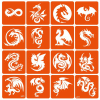 Набір трафаретів для біо-тату "Dragons" dragons-16 (dragons-16)
