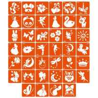 Набір трафаретів для біо-тату "Для дівчаток" for_girls_simple 6 х 6 см 40 шт (for_girls_simple)