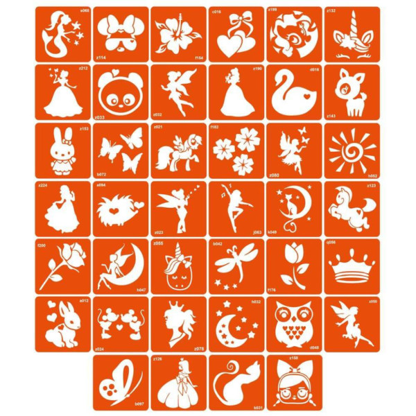 Набір трафаретів для біо-тату "Для дівчаток" for_girls_simple 6 х 6 см 40 шт (for_girls_simple)