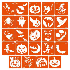 Набір трафаретів для біо-тату "Хеловін" halloween-simple 6 x 6 см 24 шт (halloween-simple)