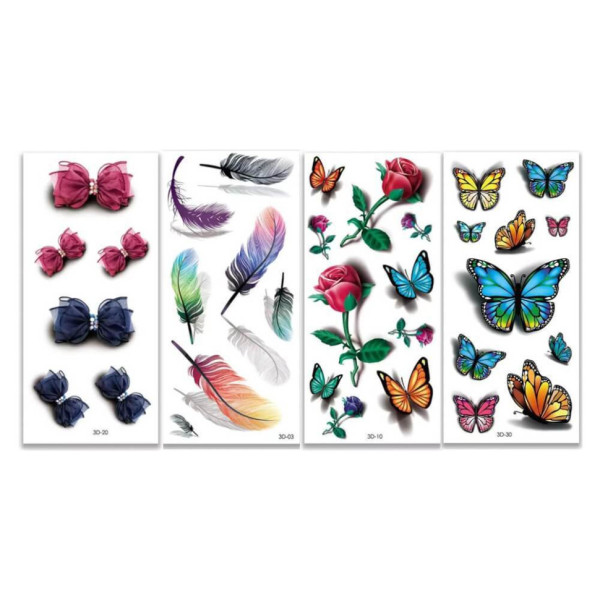 Набір тимчасових тату "3D №1" 3d-set-01, 19 х 9 см 4 шт (3d-set-01)