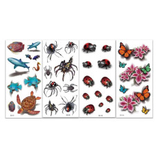 Набір тимчасових тату "3D №3" 3d-set-03, 19 х 9 см 4 шт (3d-set-03)