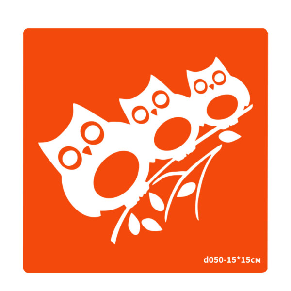 Трафарет для біо-тату Сови d050-15*15см, розмір 15х15см (d050-15*15см)