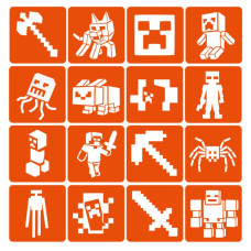 Набір трафаретів для біо-тату "Minecraft" Minecraft-6x6-16, 16 трафаретів (Minecraft-6x6-16)