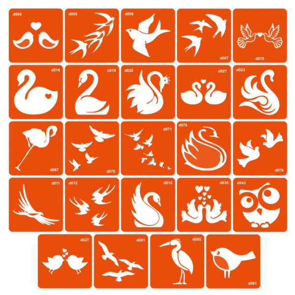 Набір трафаретів для біо-тату «D - пташки» d-simple_24_1 (d-simple_24_1)