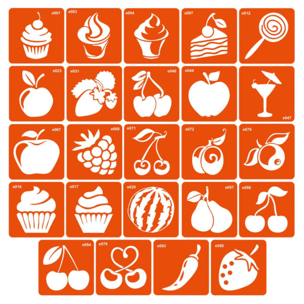 Набір трафаретів для біо-тату «E - їжа» e-simple_24_1            (e-simple_24_1)