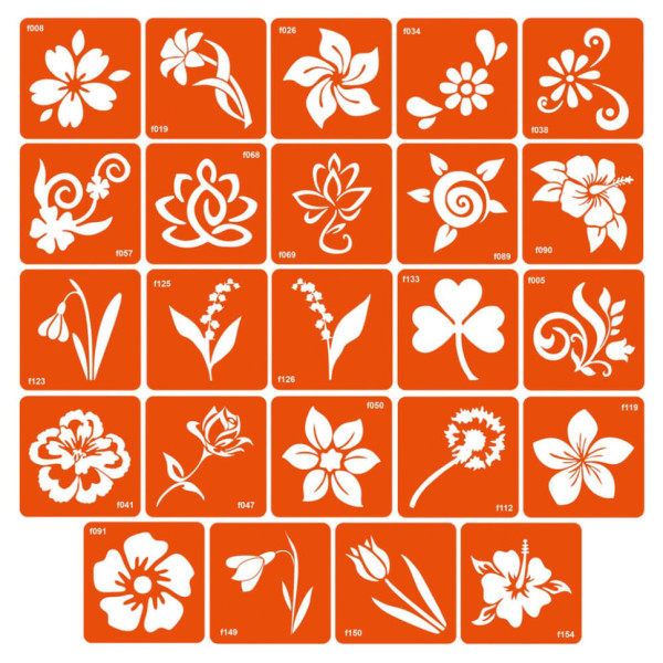 Набір трафаретів для біо-тату «F - квіти» f-simple_24_1          (f-simple_24_1)