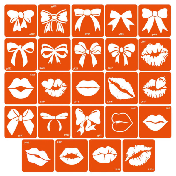 Набір трафаретів для біо-тату «G+L - губки і бантики» g-L-simple_24_1 (g-L-simple_24_1)