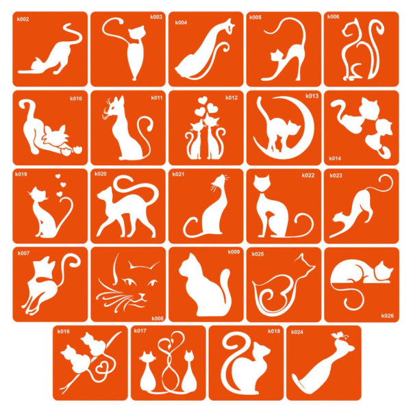 Набір трафаретів для біо-тату «K - котики» k-simple_24_1 (k-simple_24_1)