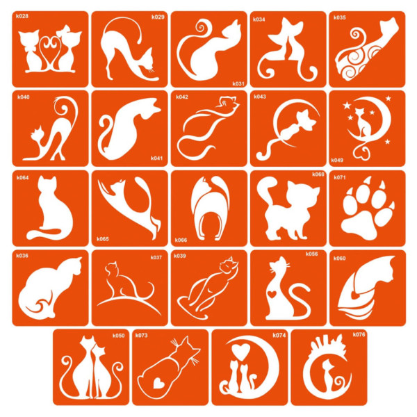 Набір трафаретів для біо-тату «K - котики № 2» k-simple_24_2 (k-simple_24_2)