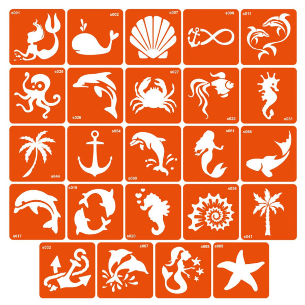 Набір трафаретів для біо-тату «S - море» s-simple_24_1 (s-simple_24_1)
