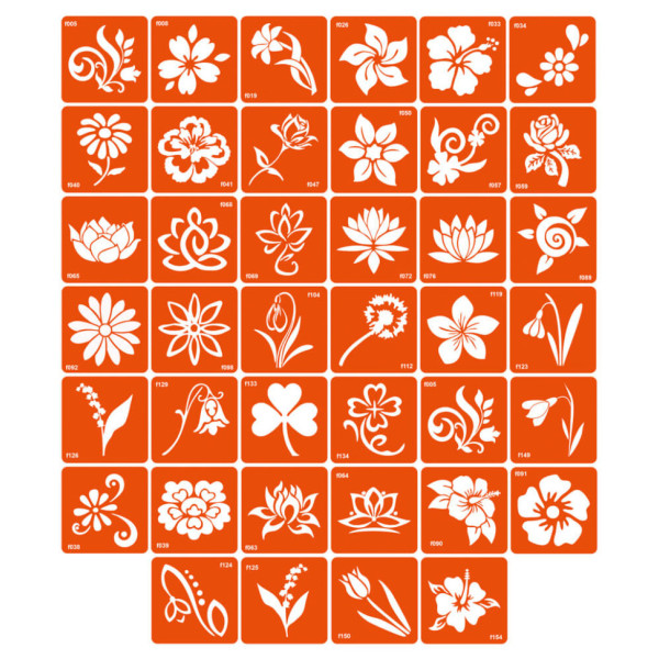 Набір трафаретів для біо-тату «F - квіти» f-simple_40_1 (f-simple_40_1)