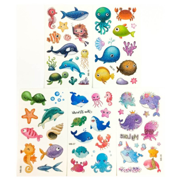 Набір дитячих блискучих тимчасових тату «Морські тварини №2» kids-tatto-see-set5-2 (kids-tatto-see-set5-2)