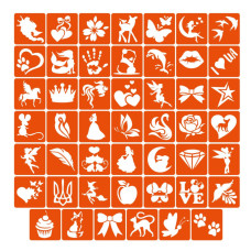 Набір трафаретів для біо-тату «Для дівчаток №1» girls_simple_1_4x4_48_1 (girls_simple_1_4x4_48_1)