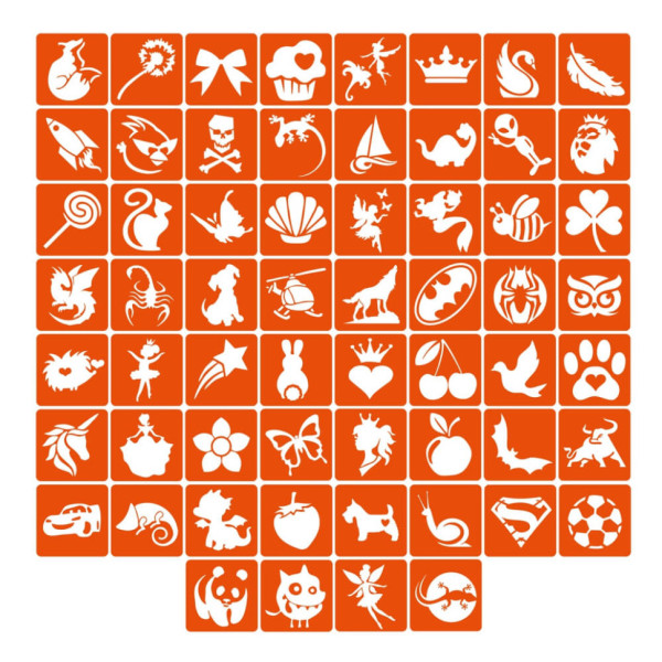 Набір трафаретів для біо-тату «Для дітей №1» kids_simple_1_4x4_60_1 (kids_simple_1_4x4_60_1)