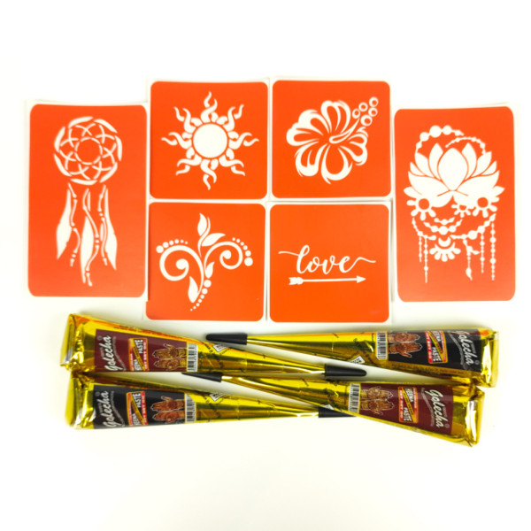 Набір хни з трафаретами для біо-тату №1 henna-set-01 (henna-set-01)