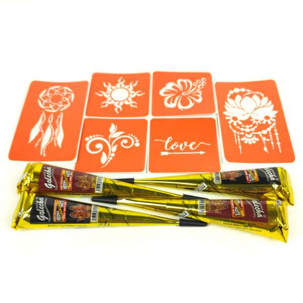Набір хни з трафаретами для біо-тату №1 henna-set-01 (henna-set-01)
