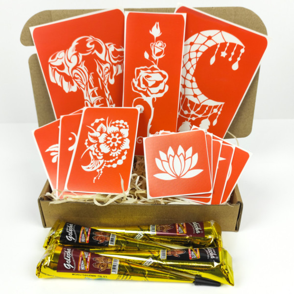 Набір хни з трафаретами для біо-тату №5 henna-set-05 (henna-set-05)