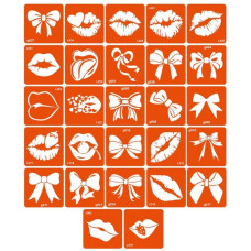 Набір трафаретів для біо-тату "G+L - бантики та губи" g-L_simple_5x5_27_1 (g-L_simple_5x5_27_1)